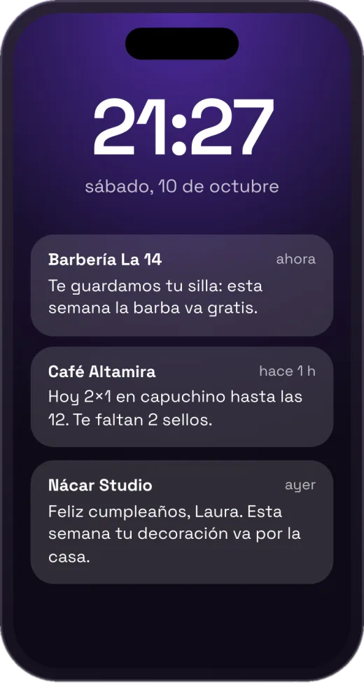 Avisos de Puntos en la pantalla de bloqueo